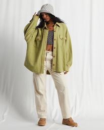 4 Any Time Button Through Shacket Green ABJFT00350 Billabong