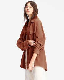 1 Anytime Shacket Oversized Button-Through Jacket Brown ABJFT00350 Billabong