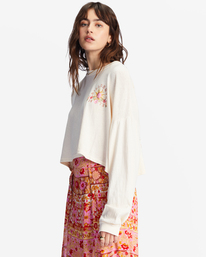 1 Beach Boyfriend Long Sleeve Crop Top White ABJKT00282 Billabong