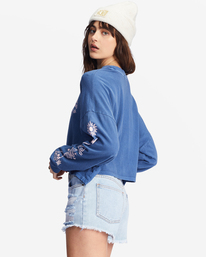 2 Beach Boyfriend Long Sleeve Crop Top Blue ABJKT00282 Billabong