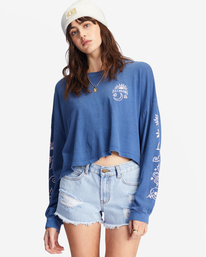 0 Beach Boyfriend Long Sleeve Crop Top Blue ABJKT00282 Billabong