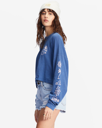 3 Beach Boyfriend Long Sleeve Crop Top Blue ABJKT00282 Billabong