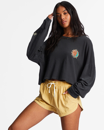 2 Beach Boyfriend Long Sleeve Crop Top Black ABJKT00282 Billabong