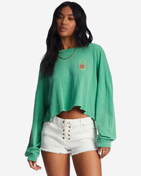 0 Beach Boyfriend Long Sleeve Crop Top Green ABJKT00282 Billabong