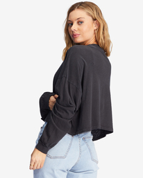 2 Beach Boyfriend Long Sleeve Crop Top Black ABJKT00282 Billabong