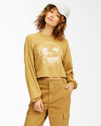 1 Beach Boyfriend Long Sleeve Crop Top Green ABJKT00282 Billabong
