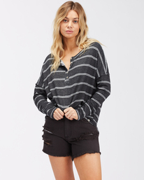 billabong, New Anyday Henley Top, OFF BLACK (ofb) NEW ANYDAY ABJKT00307