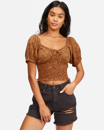 billabong, Sweet Sunset Printed Knit Top, TOFFEE (tof) SWEET SUNSET ABJKT00309
