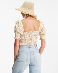billabong, Coastal Sands Knit Top, WHITE/MULTI (wmu) Coastal Sands - Puff Sleeve Top for Women ABJKT00349