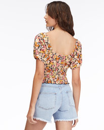 billabong, Get Along Puff Sleeve Top, BLACK MULTI (bml) GET ALONG ABJKT00384