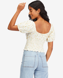2 Get Along Puff Sleeve Top White ABJKT00384 Billabong