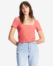 billabong, Squared Away Knit Top, PINK SKIES (mfr0) Squared Away - Crop Top for Women ABJKT00415