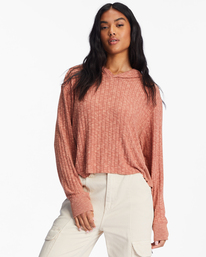 0 Cozy Falls Hooded Long Sleeve Top Brown ABJKT00420 Billabong