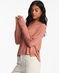 3 Cozy Falls Hooded Long Sleeve Top Brown ABJKT00420 Billabong