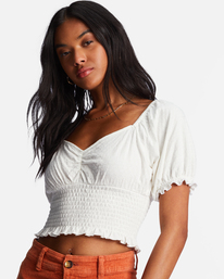 5 Love Song Puff Sleeve Top White ABJKT00441 Billabong