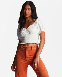1 Love Song Puff Sleeve Top White ABJKT00441 Billabong