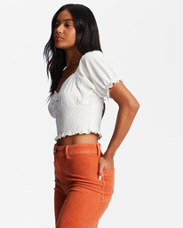 4 Love Song Puff Sleeve Top White ABJKT00441 Billabong