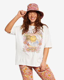2 Billabong x Smiley True Boy - Camiseta Extragrande para Mujer Blanco ABJKT00455 Billabong