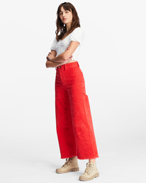 1 Free Fall Cord - Pantalón de pata ancha para Mujer Rojo ABJNP00149 Billabong