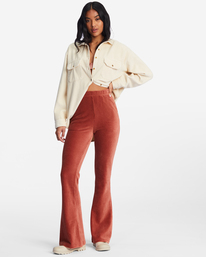 0 Hit A Cord High-Waisted Corduroy Flared Pants Brown ABJNP00329 Billabong