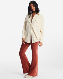 1 Hit A Cord High-Waisted Corduroy Flared Pants Brown ABJNP00329 Billabong