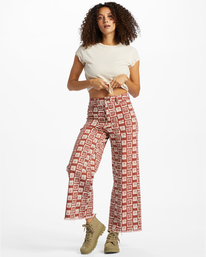 1 Free Fall Print Wide Leg Pants Red ABJNP00352 Billabong