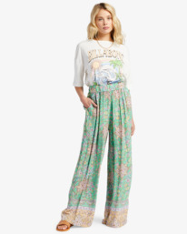 billabong, La Mer - Wide Leg Trousers for Women, GREEN (grj0) La Mer - Wide Leg Trousers for Women ABJNP00387