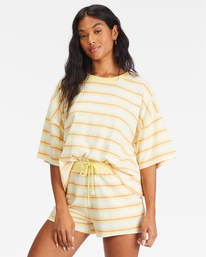 billabong, Feeling Free High-Waisted Knit Shorts, PINA COLADA (pca) Feeling Free - Elasticated Cotton Shorts for Women ABJNS00218