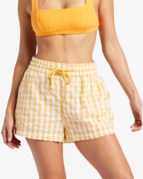 4 Day Tripper Sunshine Check Elastic Shorts Yellow ABJNS00261 Billabong