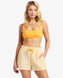 billabong, Day Tripper Sunshine Check - Elasticated Shorts for Women, GOLD (yma0) Day Tripper Sunshine Check - Elasticated Shorts for Women ABJNS00261