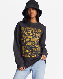 billabong, Golden Wonder Oversized Graphic Crewneck Sweatshirt, OFF BLACK (ofb) GOLDEN WONDER ABJSF00377