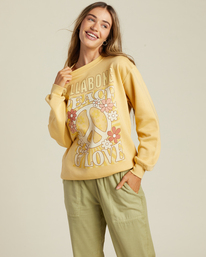 billabong, Peace And Love Crewneck Sweatshirt, MELLOW DAZE (ygn0) PEACE AND LOVE ABJSF00454