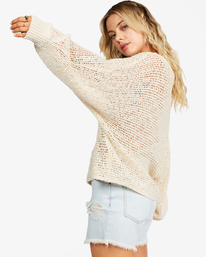 2 Forever Golden V-Neck Pullover Sweater White ABJSW00171 Billabong