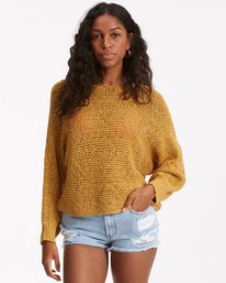 0 Forever Golden V-Neck Pullover Sweater Yellow ABJSW00171 Billabong