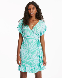 billabong, Wrap And Roll Woven Dress, TROPICAL GREEN (gmc0) WRAP AND ROLL ABJWD00247