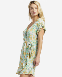 3 Wrap And Roll Woven Dress Green ABJWD00247 Billabong