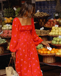 1 Best Coast Smocked Midi Dress Red ABJWD00334 Billabong