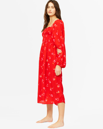 3 Best Coast Smocked Midi Dress Red ABJWD00334 Billabong