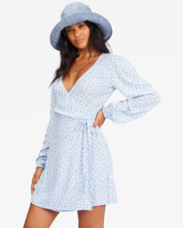 1 Spring Romance Mini Wrap Dress Blue ABJWD00354 Billabong