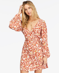 1 Spring Romance Mini Wrap Dress Red ABJWD00354 Billabong