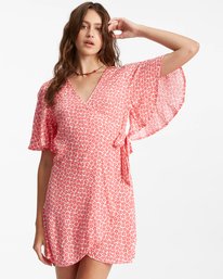 billabong, All For You Mini Wrap Dress, FUEGO (fue) All For You - Wrap Dress for Women ABJWD00433