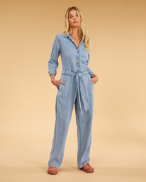 billabong, Salty Blonde Sunday Uniform Long Sleeve Jumpsuit, SALTY BLUE (syl) SUNDAY UNIFORM ABJWD00494
