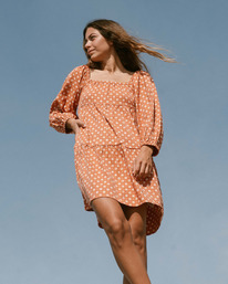 billabong, Love Crush Babydoll Dress, BRICK (brk) LOVE CRUSH ABJWD00581