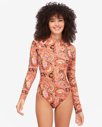 2 Lost In Time Back Half-Zip Long Sleeve Swimsuit  ABJWR00165 Billabong