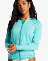 4 Core Surf Daze Hooded UPF 50 Long Sleeve Rashguard Blue ABJWR00233 Billabong