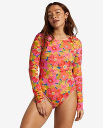 5 Sunny Coast Long Sleeve UPF 50 One-Piece Swimsuit Multicolor ABJWR00237 Billabong
