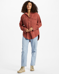 2 So Stoked Cord Long Sleeve Top Red ABJWT00232 Billabong