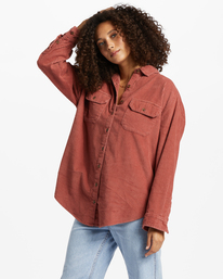 4 So Stoked Cord Long Sleeve Top Red ABJWT00232 Billabong
