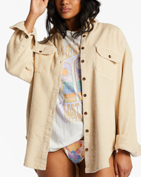 5 So Stoked Cord Long Sleeve Top White ABJWT00232 Billabong