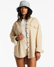 billabong, So Stoked Cord Long Sleeve Top, ANTIQUE 1 (wbt0) SO STOKED ABJWT00232